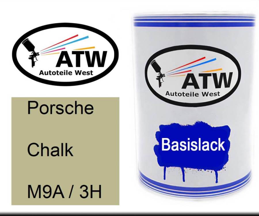 Porsche, Chalk, M9A / 3H: 500ml Lackdose, von ATW Autoteile West.